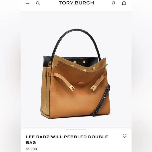 Tory Burch Brown Leather Shoulder Bag with Black Handles - Picture 2 of 16